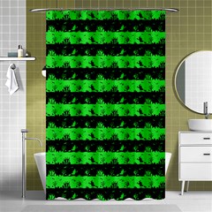 Monster Green And Black Halloween Nightmare Stripes  Shower Curtain 48  X 72  (small)  by PodArtist