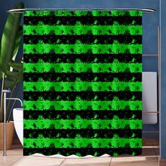 Monster Green And Black Halloween Nightmare Stripes  Shower Curtain 60  X 72  (medium)  by PodArtist