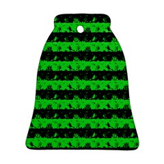 Monster Green And Black Halloween Nightmare Stripes  Bell Ornament (two Sides) by PodArtist