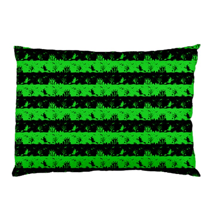 Monster Green and Black Halloween Nightmare Stripes  Pillow Case (Two Sides)