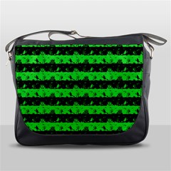 Monster Green And Black Halloween Nightmare Stripes  Messenger Bag by PodArtist