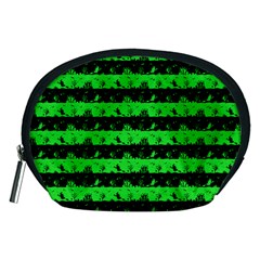 Monster Green And Black Halloween Nightmare Stripes  Accessory Pouch (medium) by PodArtist