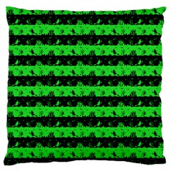 Monster Green And Black Halloween Nightmare Stripes  Large Flano Cushion Case (two Sides) by PodArtist