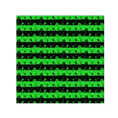 Monster Green And Black Halloween Nightmare Stripes  Small Satin Scarf (square) by PodArtist