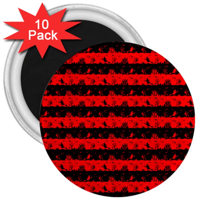 Red Devil and Black Halloween Nightmare Stripes  3  Magnets (10 pack) 