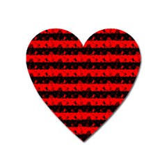 Red Devil And Black Halloween Nightmare Stripes  Heart Magnet by PodArtist