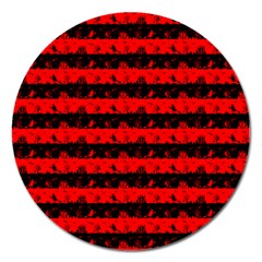 Red Devil And Black Halloween Nightmare Stripes  Magnet 5  (round) by PodArtist