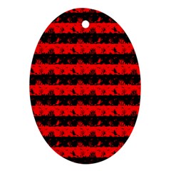 Red Devil And Black Halloween Nightmare Stripes  Oval Ornament (two Sides) by PodArtist