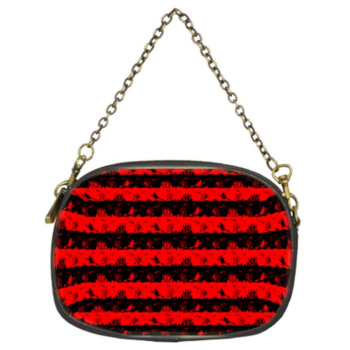 Red Devil and Black Halloween Nightmare Stripes  Chain Purse (Two Sides)