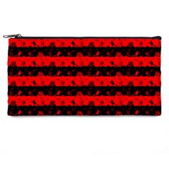 Red Devil And Black Halloween Nightmare Stripes  Pencil Cases by PodArtist