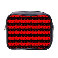 Red Devil And Black Halloween Nightmare Stripes  Mini Toiletries Bag (two Sides) by PodArtist