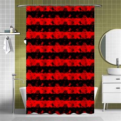 Red Devil And Black Halloween Nightmare Stripes  Shower Curtain 48  X 72  (small)  by PodArtist