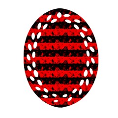 Red Devil And Black Halloween Nightmare Stripes  Oval Filigree Ornament (two Sides) by PodArtist