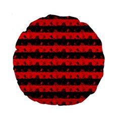 Red Devil And Black Halloween Nightmare Stripes  Standard 15  Premium Round Cushions by PodArtist