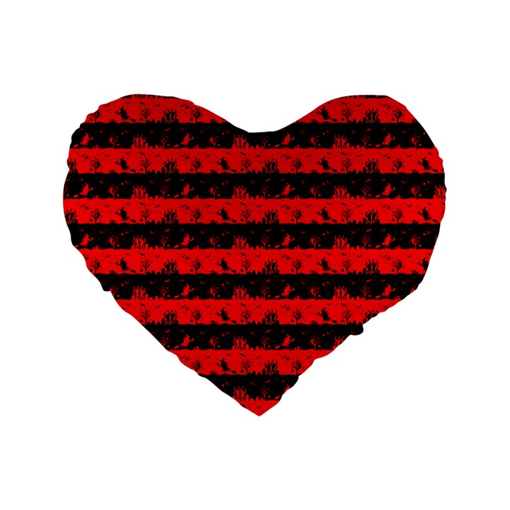 Red Devil and Black Halloween Nightmare Stripes  Standard 16  Premium Heart Shape Cushions