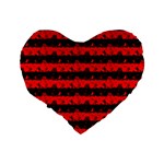 Red Devil and Black Halloween Nightmare Stripes  Standard 16  Premium Heart Shape Cushions Back