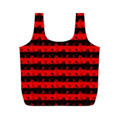 Red Devil And Black Halloween Nightmare Stripes  Full Print Recycle Bag (m) by PodArtist