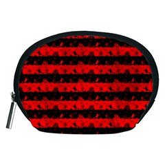 Red Devil And Black Halloween Nightmare Stripes  Accessory Pouch (medium) by PodArtist