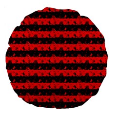 Red Devil And Black Halloween Nightmare Stripes  Large 18  Premium Flano Round Cushions by PodArtist