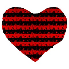 Red Devil And Black Halloween Nightmare Stripes  Large 19  Premium Flano Heart Shape Cushions by PodArtist