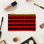 Red Devil and Black Halloween Nightmare Stripes  Cosmetic Bag (XS) Front