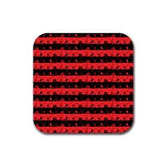 Donated Kidney Pink And Black Halloween Nightmare Stripes  Rubber Coaster (square)  by PodArtist