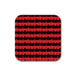 Donated Kidney Pink and Black Halloween Nightmare Stripes  Rubber Square Coaster (4 pack)  Front