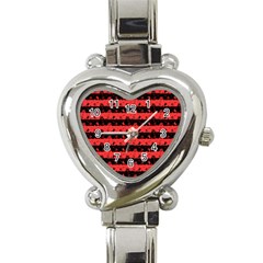 Donated Kidney Pink And Black Halloween Nightmare Stripes  Heart Italian Charm Watch by PodArtist