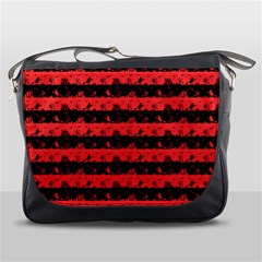 Donated Kidney Pink And Black Halloween Nightmare Stripes  Messenger Bag by PodArtist