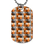 Witches, Monsters and Ghosts Halloween Orange and Black Patchwork Quilt Squares Dog Tag (One Side) Front