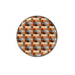 Witches, Monsters And Ghosts Halloween Orange And Black Patchwork Quilt Squares Hat Clip Ball Marker (4 Pack) by PodArtist