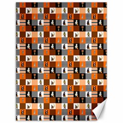 Witches, Monsters And Ghosts Halloween Orange And Black Patchwork Quilt Squares Canvas 12  X 16  by PodArtist