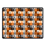 Witches, Monsters and Ghosts Halloween Orange and Black Patchwork Quilt Squares Fleece Blanket (Small) 50 x40  Blanket Front