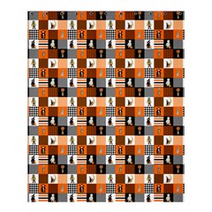 Witches, Monsters And Ghosts Halloween Orange And Black Patchwork Quilt Squares Shower Curtain 60  X 72  (medium)  by PodArtist