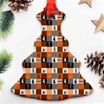 Witches, Monsters and Ghosts Halloween Orange and Black Patchwork Quilt Squares Ornament (Christmas Tree)  Front