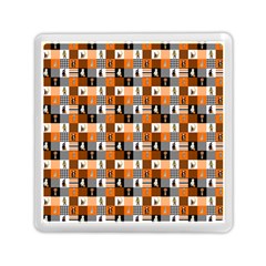 Witches, Monsters And Ghosts Halloween Orange And Black Patchwork Quilt Squares Memory Card Reader (square) by PodArtist