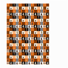 Witches, Monsters And Ghosts Halloween Orange And Black Patchwork Quilt Squares Small Garden Flag (two Sides) by PodArtist