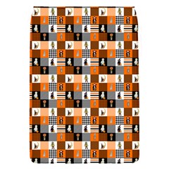 Witches, Monsters And Ghosts Halloween Orange And Black Patchwork Quilt Squares Removable Flap Cover (s) by PodArtist