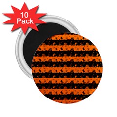 Dark Pumpkin Orange And Black Halloween Nightmare Stripes  2 25  Magnets (10 Pack)  by PodArtist