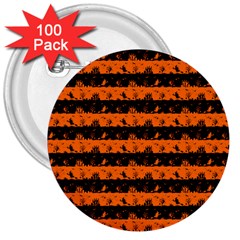 Dark Pumpkin Orange And Black Halloween Nightmare Stripes  3  Buttons (100 Pack)  by PodArtist