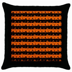 Dark Pumpkin Orange And Black Halloween Nightmare Stripes  Throw Pillow Case (black) by PodArtist