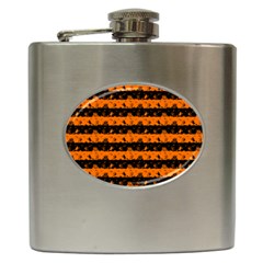 Dark Pumpkin Orange And Black Halloween Nightmare Stripes  Hip Flask (6 Oz) by PodArtist