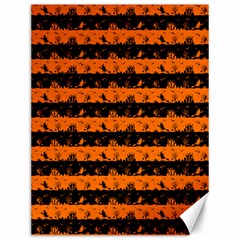 Dark Pumpkin Orange And Black Halloween Nightmare Stripes  Canvas 12  X 16  by PodArtist