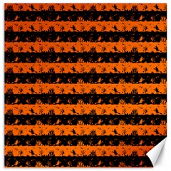 Dark Pumpkin Orange And Black Halloween Nightmare Stripes  Canvas 16  X 16 