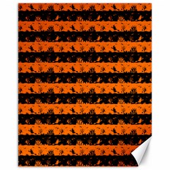 Dark Pumpkin Orange And Black Halloween Nightmare Stripes  Canvas 16  X 20  by PodArtist