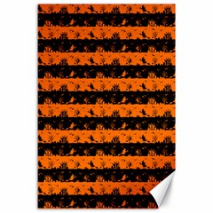 Dark Pumpkin Orange And Black Halloween Nightmare Stripes  Canvas 24  X 36  by PodArtist