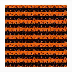 Dark Pumpkin Orange And Black Halloween Nightmare Stripes  Medium Glasses Cloth (2-side) by PodArtist