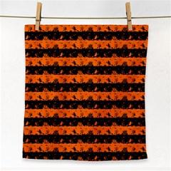 Dark Pumpkin Orange And Black Halloween Nightmare Stripes  Face Towel by PodArtist