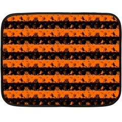 Dark Pumpkin Orange And Black Halloween Nightmare Stripes  Fleece Blanket (mini) by PodArtist