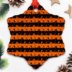 Dark Pumpkin Orange And Black Halloween Nightmare Stripes  Ornament (snowflake) by PodArtist